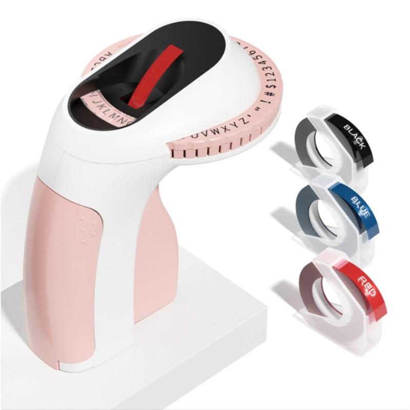 Механический принтер для этикеток с 3 рулонами ленты для принтера этикеток Эргономичная рукоятка Ручной принтер для наклеек Для дома, кухни, офиса