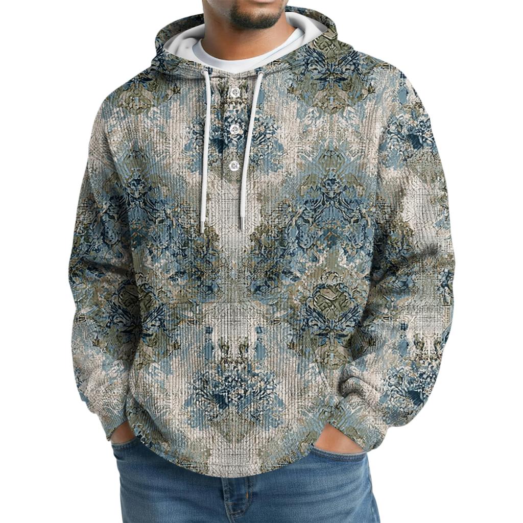 Men's Knit Hooded Sweatshirt Casual Long-Sleeve Sweatshirt