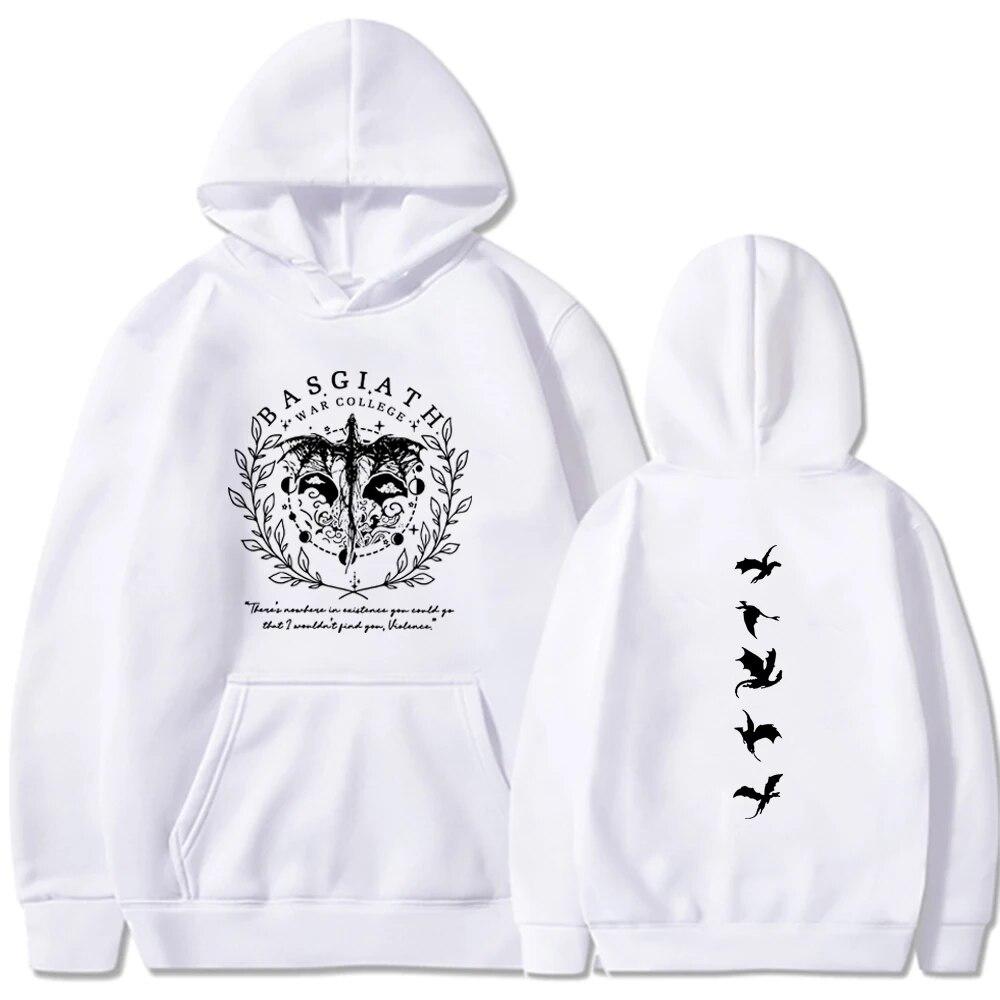 Vintage Bookish Hoodie Women Double Sided Fourth Wing Basgiath War College Hooded Sweatshirt Casual Fashion