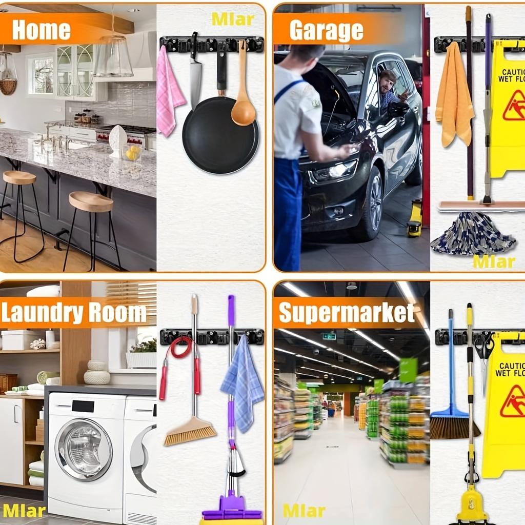 1 шт. держатель для метлы и швабры, настенный органайзер для садовых инструментов, подставка для организации и хранения вещей в гараже, 5 слотов и 6 крючков