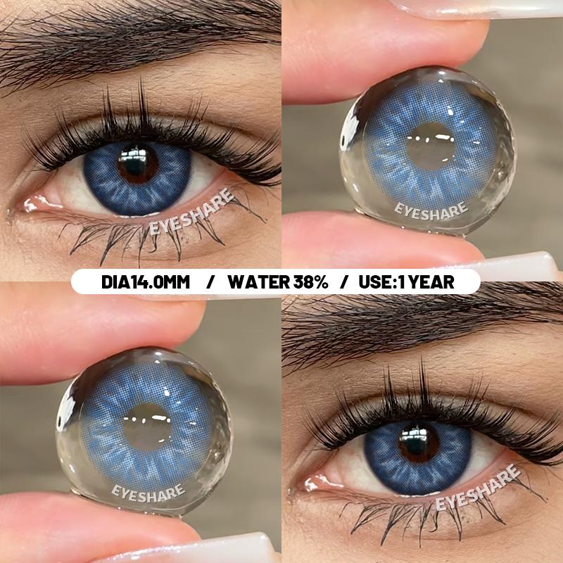 Eyeshare Синие цветные контактные линзы для глаз, натуральные линзы для глаз, серые контактные зеленые линзы, синие линзы, модные линзы, 1 пара