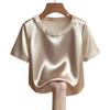 French Style Satin Silk T-Shirt Loose Short Sleeve Top Business Casual Women's Tops  Ladies
