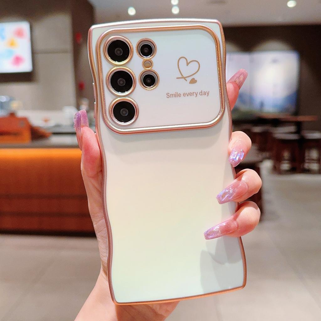 Красочные шелковые волны подходят для чехла для мобильного телефона Samsung S25 Ultra S24FE Гальванизированный защитный чехол с сердечками