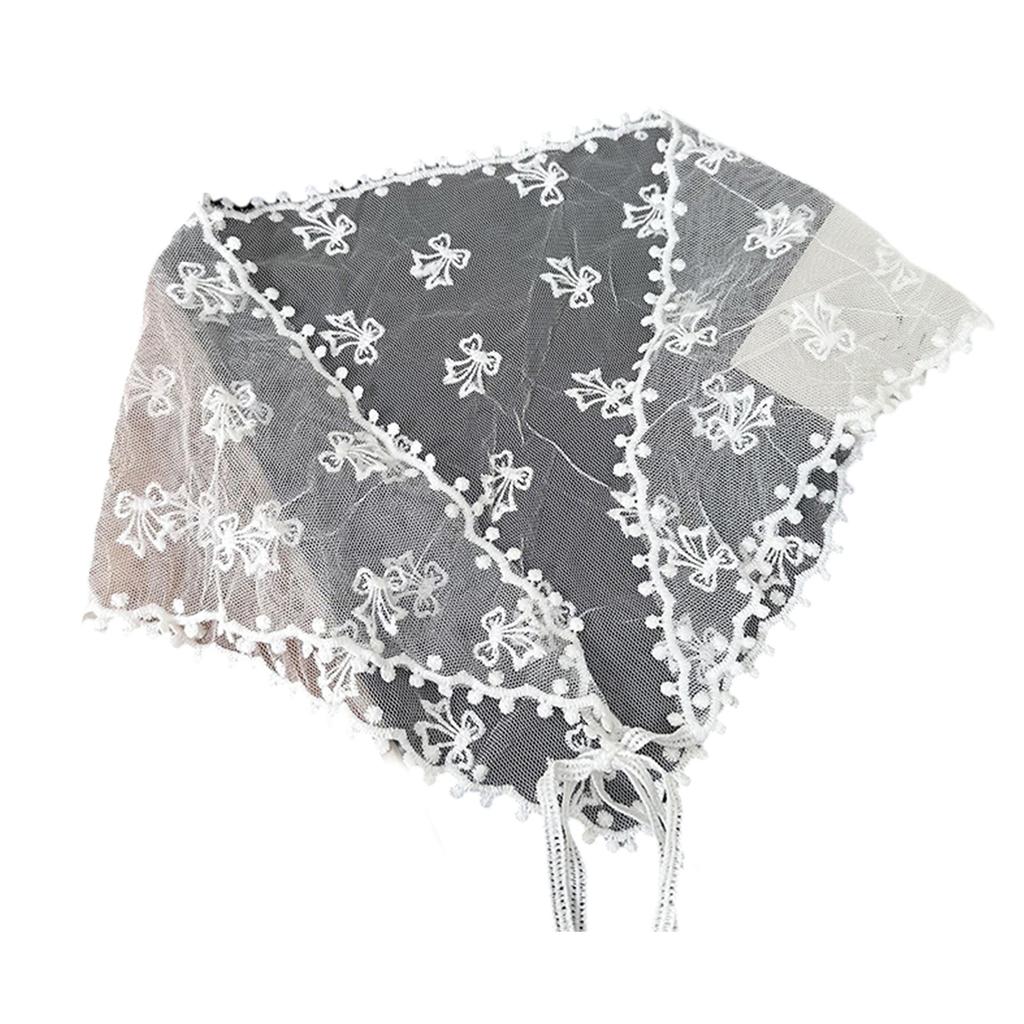 Country Styles Lace Triangle Wrap Embroidered Headscarf Bandanas for Photo Props and Home Decors Fashion Enthusiasts