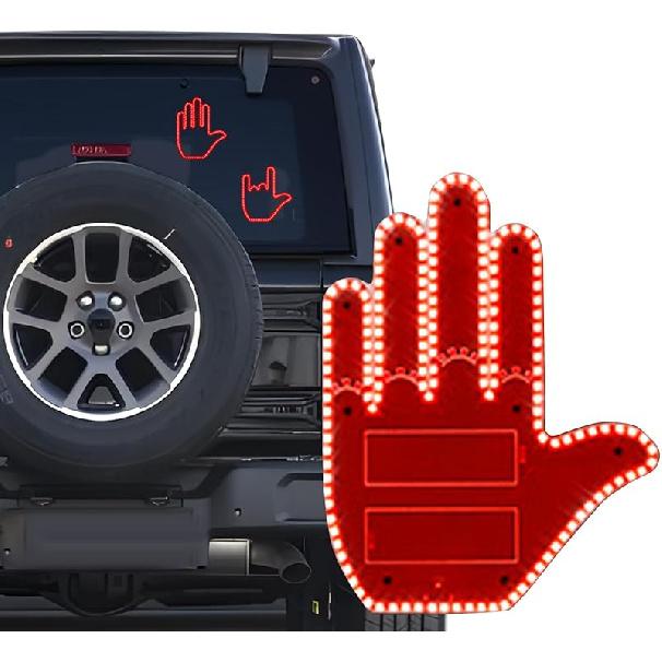 Светодиодный знак «Средний палец» для автомобиля, Рука со светодиодным жестом «Глог» для автомобиля, Светодиодный знак «Дорожный агрессор», Светящаяся рука «Дорожный приятель» со светодиодным жестом «Гло» для окна автомобиля с пультом дистанционного управления,