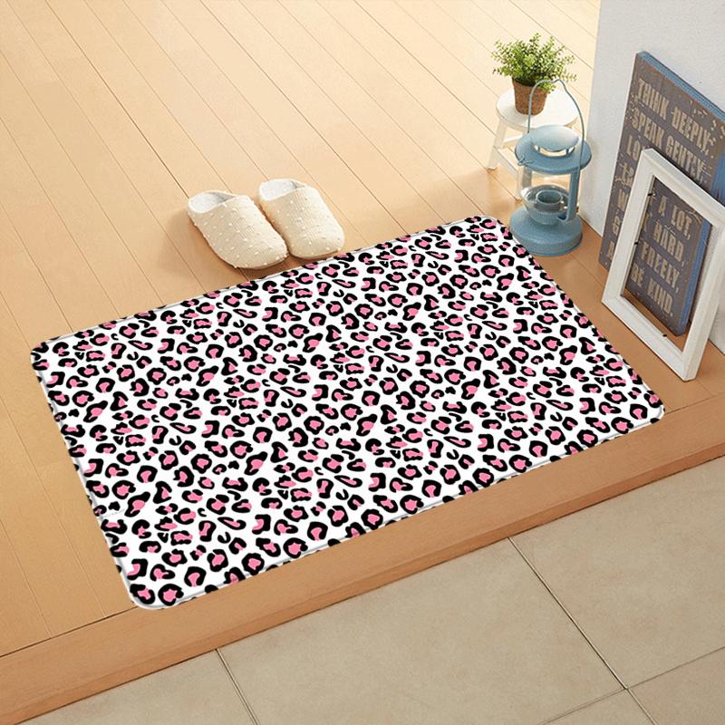 Doormat Flannel Floor Mat Leopard Grain Indoor Foot Rug Bedside Mats Kitchen Corridor Water Absorbent Carpet Ideal Balcony Decor