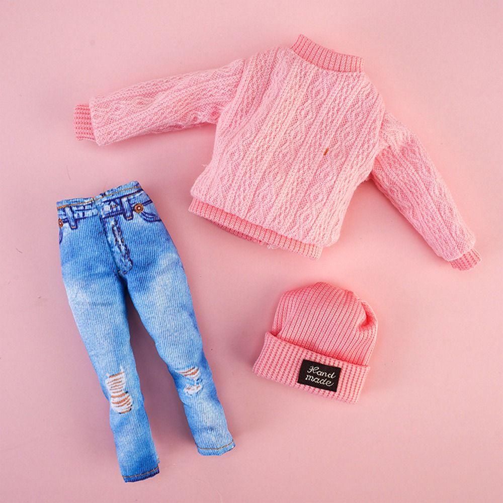 1 Set Fashion DIY Kids Gift Toy Casual Wear Hats Dolls Pants Girl Clothes Winter Wear Sweaters