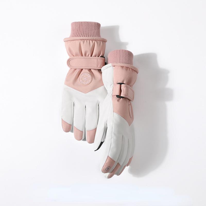 Зимние теплые плюшевые и толстые лыжные перчатки для студенток, уличные электрические велосипеды для езды на морозоустойчивом сенсорном экране, водонепроницаемые для женщин