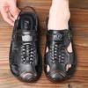 Fashion Fashion Casual Cow Leather Sandals for Men Solid Color Dual-use Slipper Shoes Male Beef Tendon Beef Tendon Base Beach Shoes Man