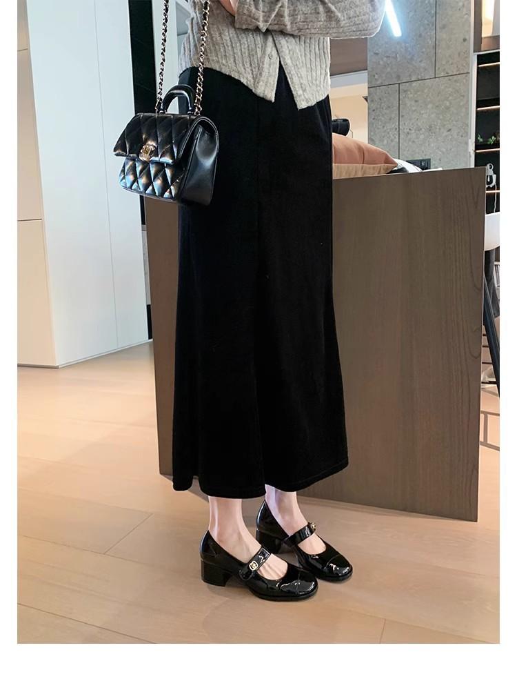 Grape Mother Studiolee Classic Versatile Round Head With Thick Heel Mary Jane Single Shoes Small Leather Shoes Women'S Winter