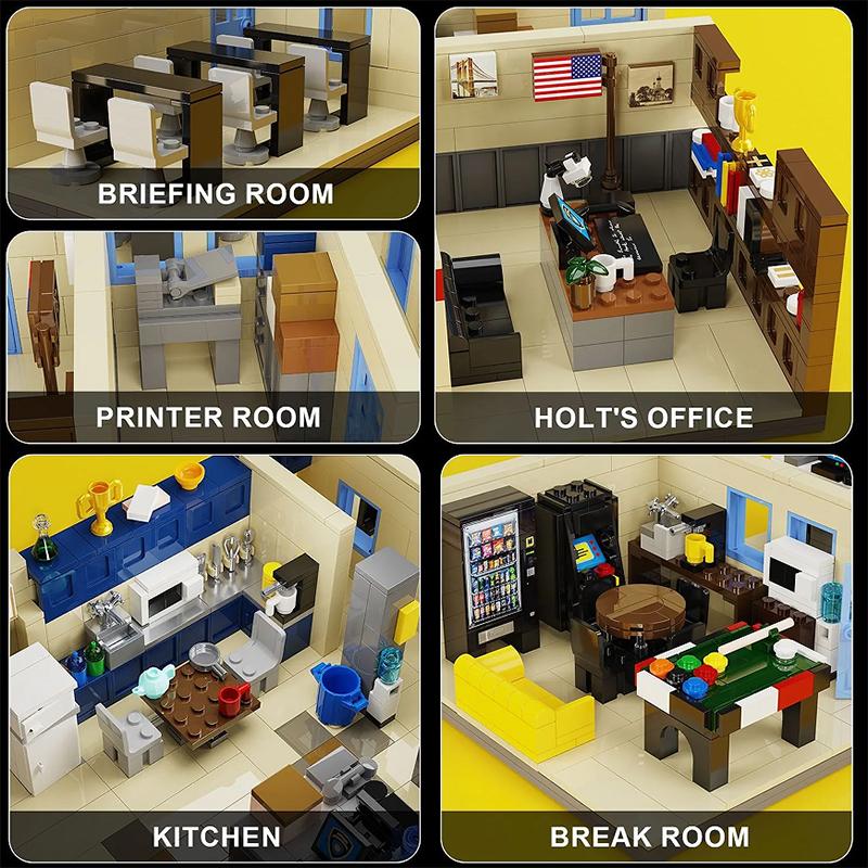 1310 PCS Brooklyned Nine Building Block Set Sitcom Nine Movie Office City Architecture Polices Station Model Toys Fans Xmas Gift