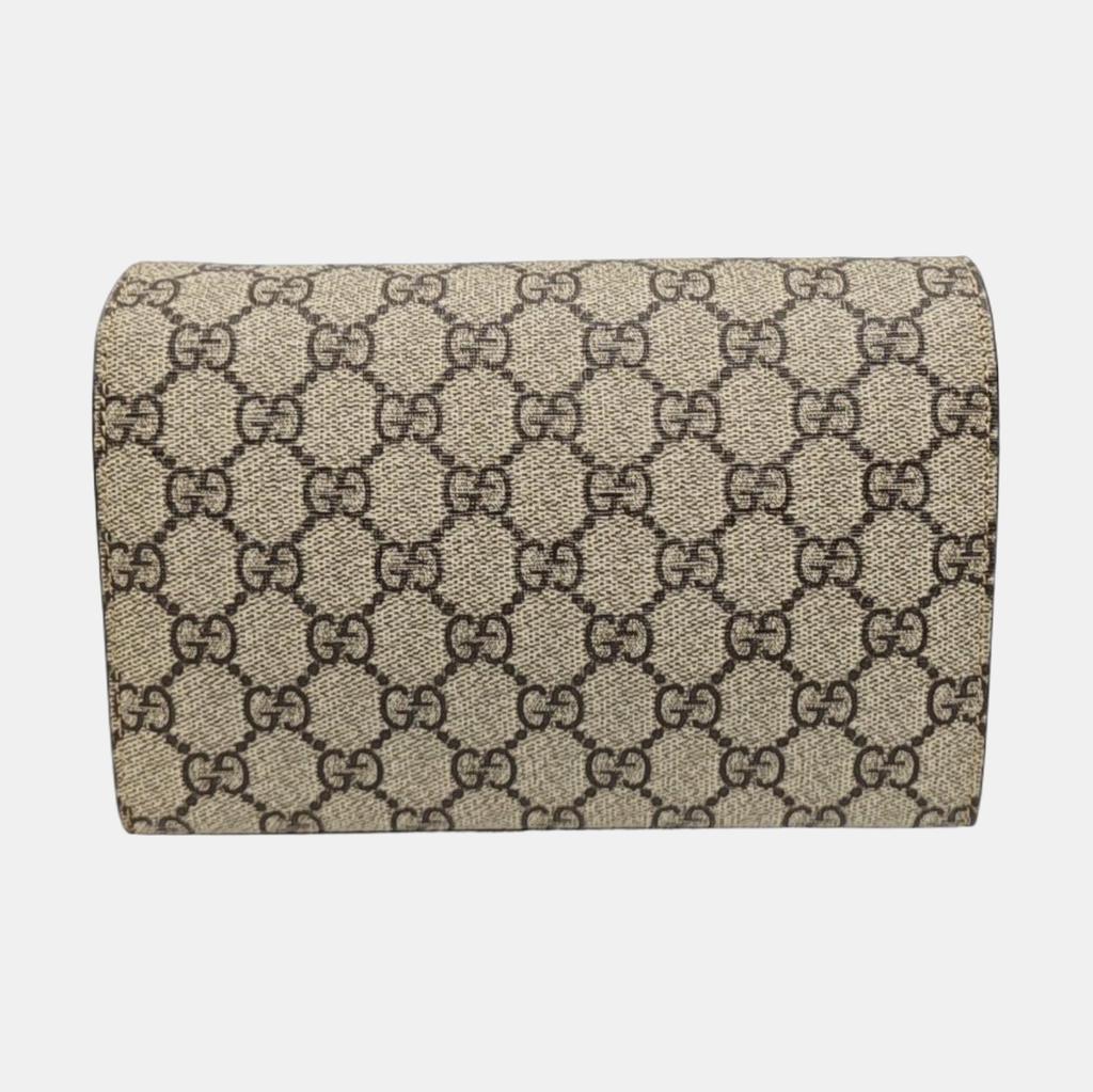 [Pre-Owned] Dionysus Tiger Head Buckle Logo Beige Lining GG High-Quality Synthetic Canvas WOC Wallet Crossbody Shoulder Bag - Very Good #9GQFSX