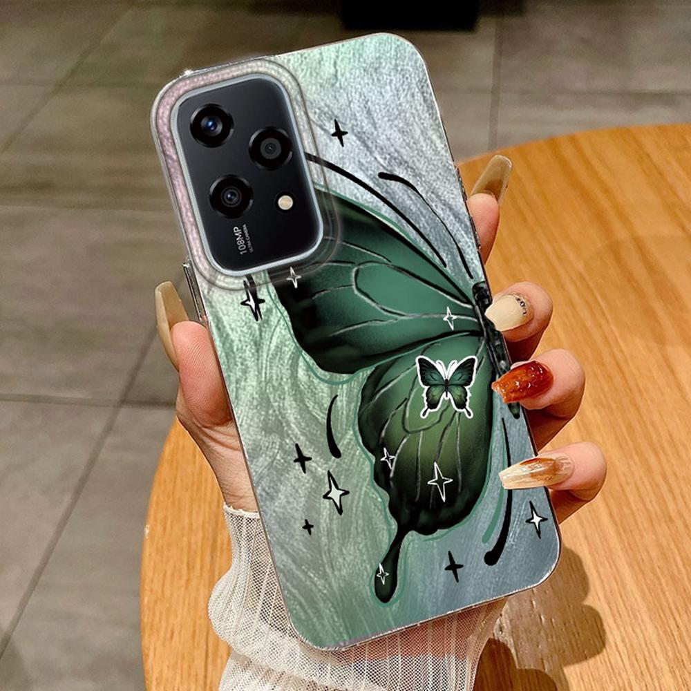 Чехол с цветной бабочкой и градиентом для Huawei Honor 400 200 Magic5 Lite 200 Pro X9a X9c X8a, чехлы для телефонов, мягкий силиконовый бампер, жесткая задняя крышка из ПК