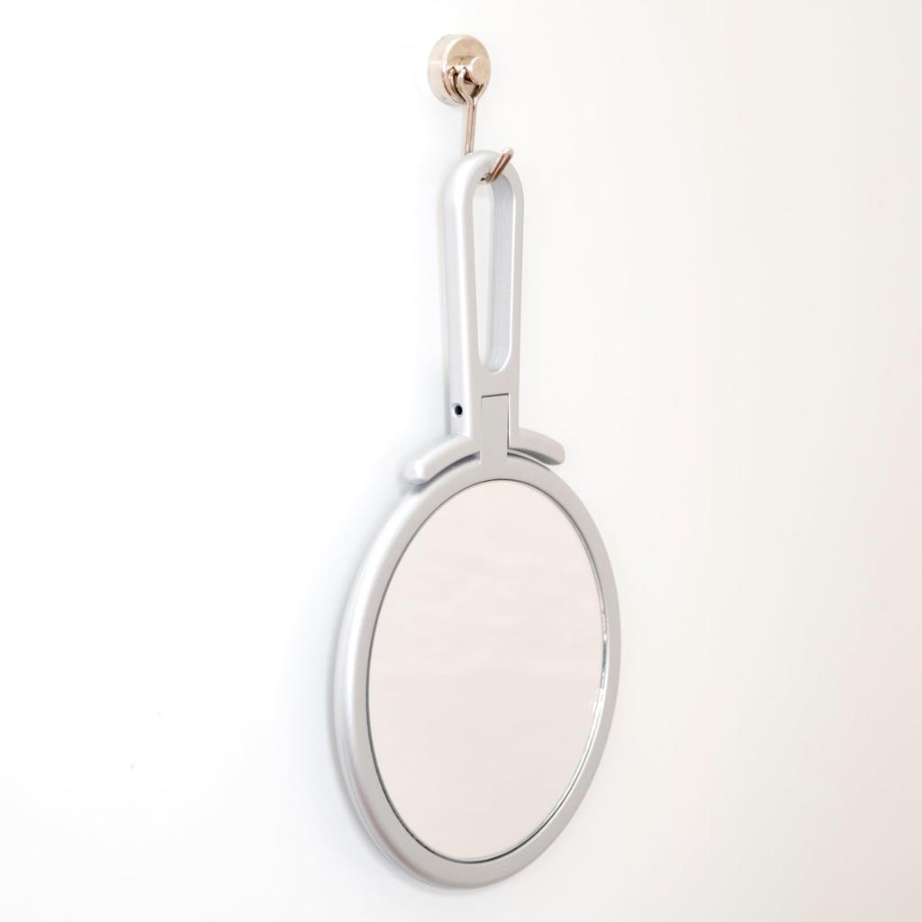 Napure a stand and hand mirror that reflects your true skin in A great Day Mirror, tone, silver. Mother's gift.