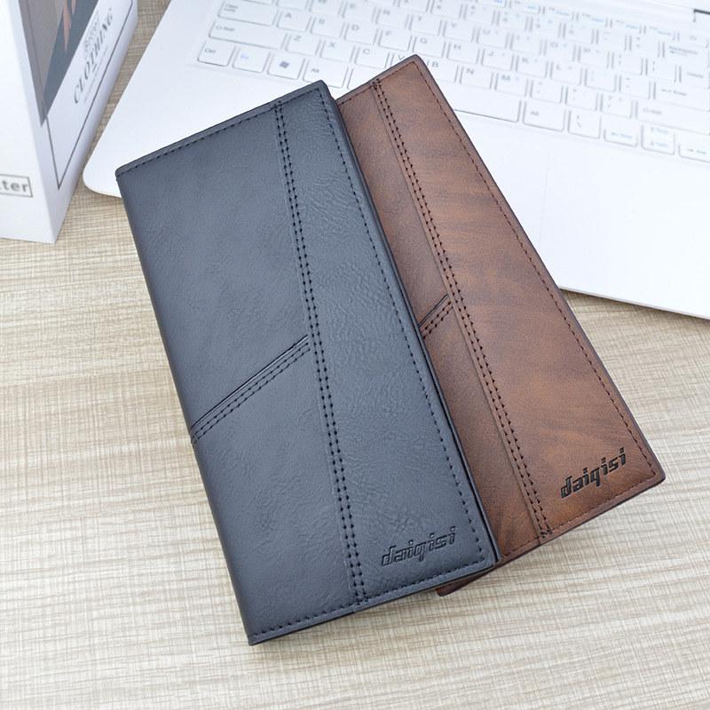 Vintage Design Men Long Wallets Artificial Leather Card Holder Money Bags Purse