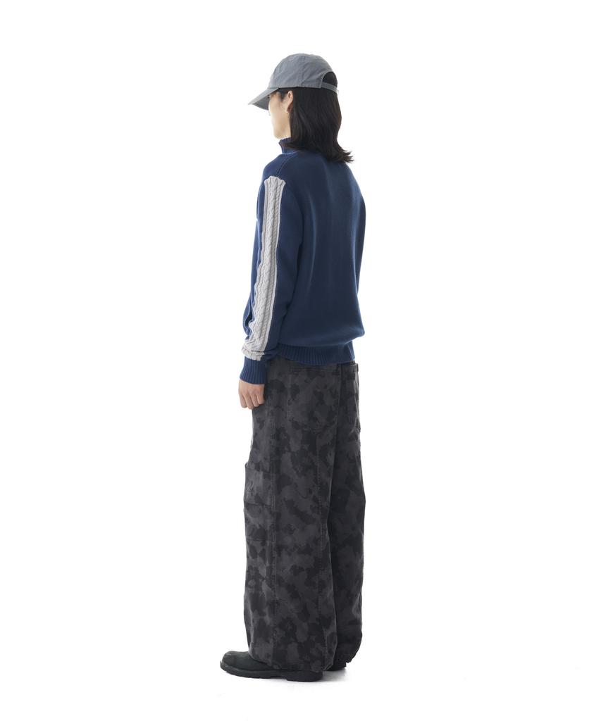 AAKAM Sun Jacquard Zip-Up Sweater (Navy)