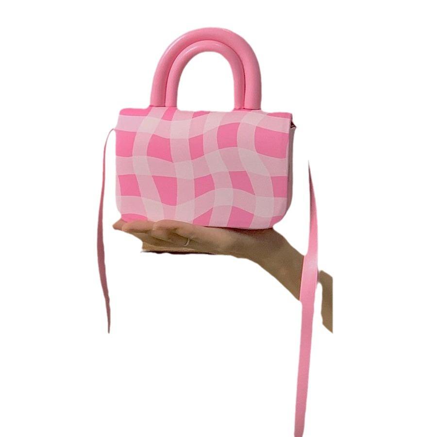 Женская розовая сумка Pottery, модная и универсальная портативная небольшая квадратная сумка, маленькая сумка через плечо, сумка для мобильного телефона на плечо.