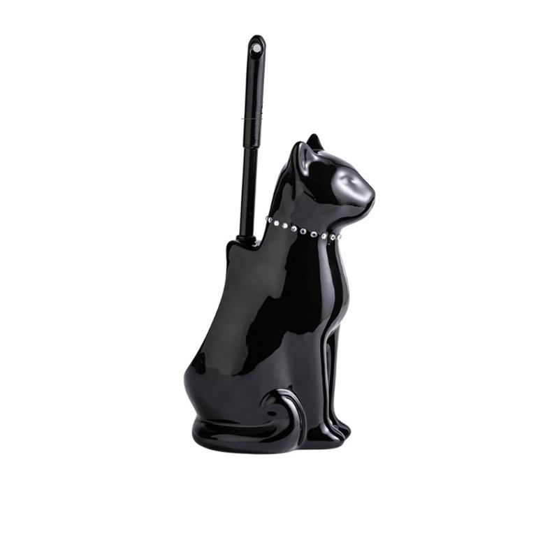Ceramic Cats Base Toilet Bowl Brush Soft Bristles Toilet Cleaning Brush With Holder Deeply Cleaning Toilet Brush