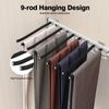 Pull Out Pants Hanger Organizer, 9-Rod Sliding Trouser Rack, Left Side Mount Closet Storage System, Holds 35 Lbs for Wardrobe
