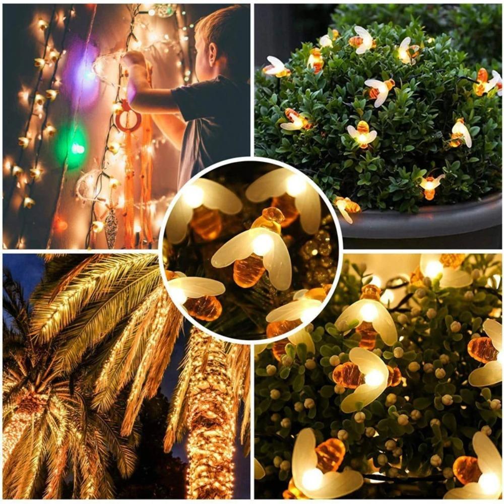 Honeybee Shaped Fairy String Lights Waterproof Garden Lamp LED Night Lights Outdoor Courtyard