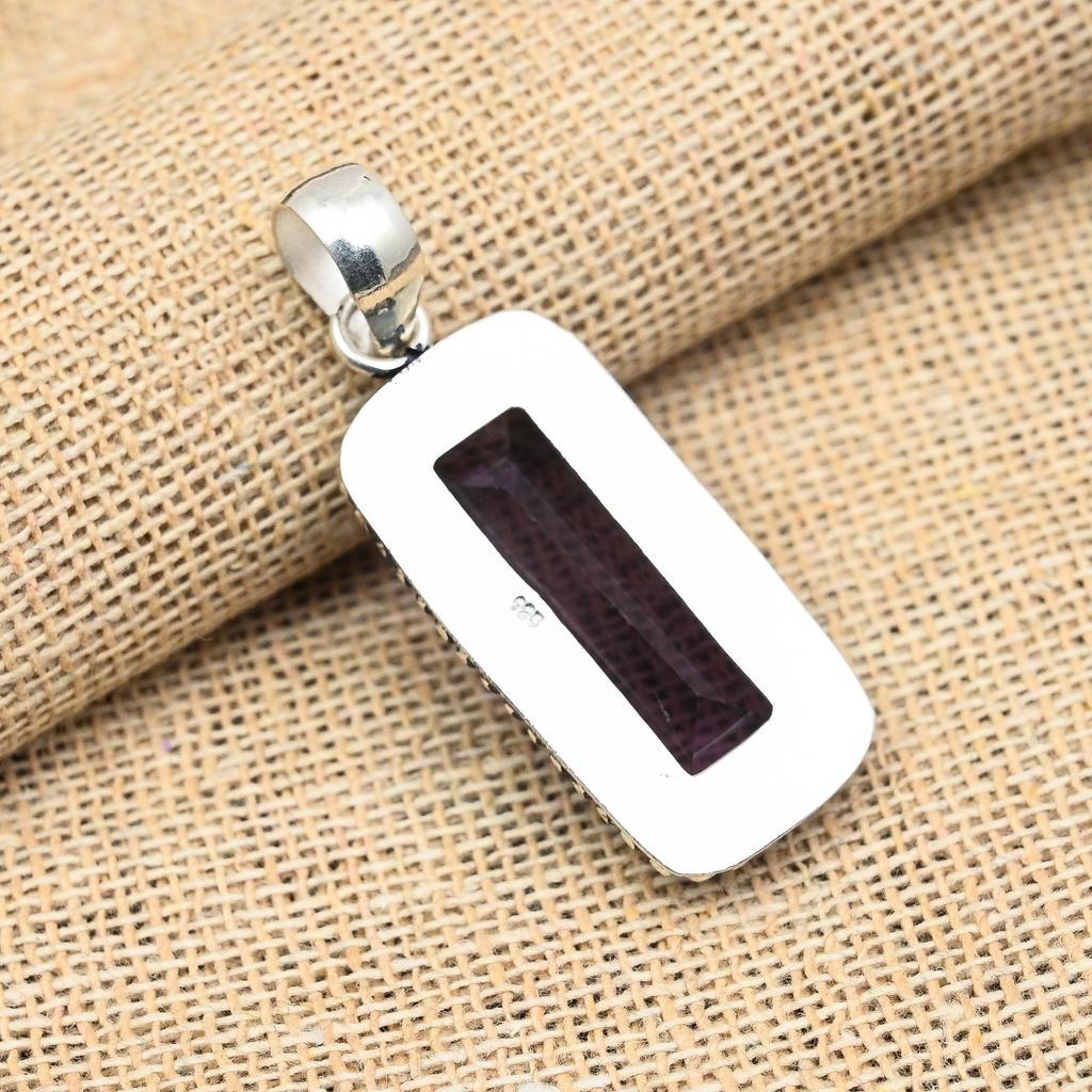 Прекрасный аметист драгоценный камень ручной работы из стерлингового серебра 925 пробы ювелирный кулон для свадебного подарка