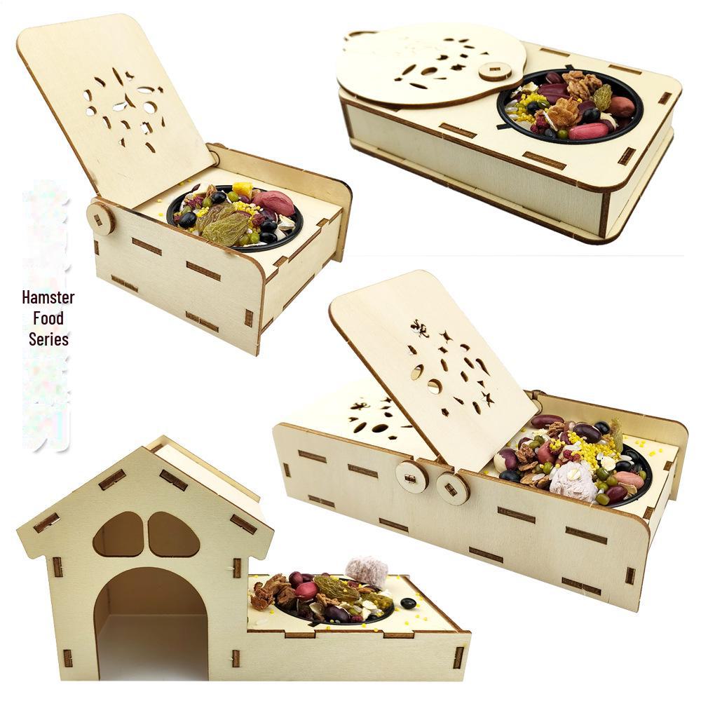 Деревянная миска для еды и развивающие игрушки для хомяков: Качели, дорожка для разбега, укрытие, тренировочная рама и лестница для подъема