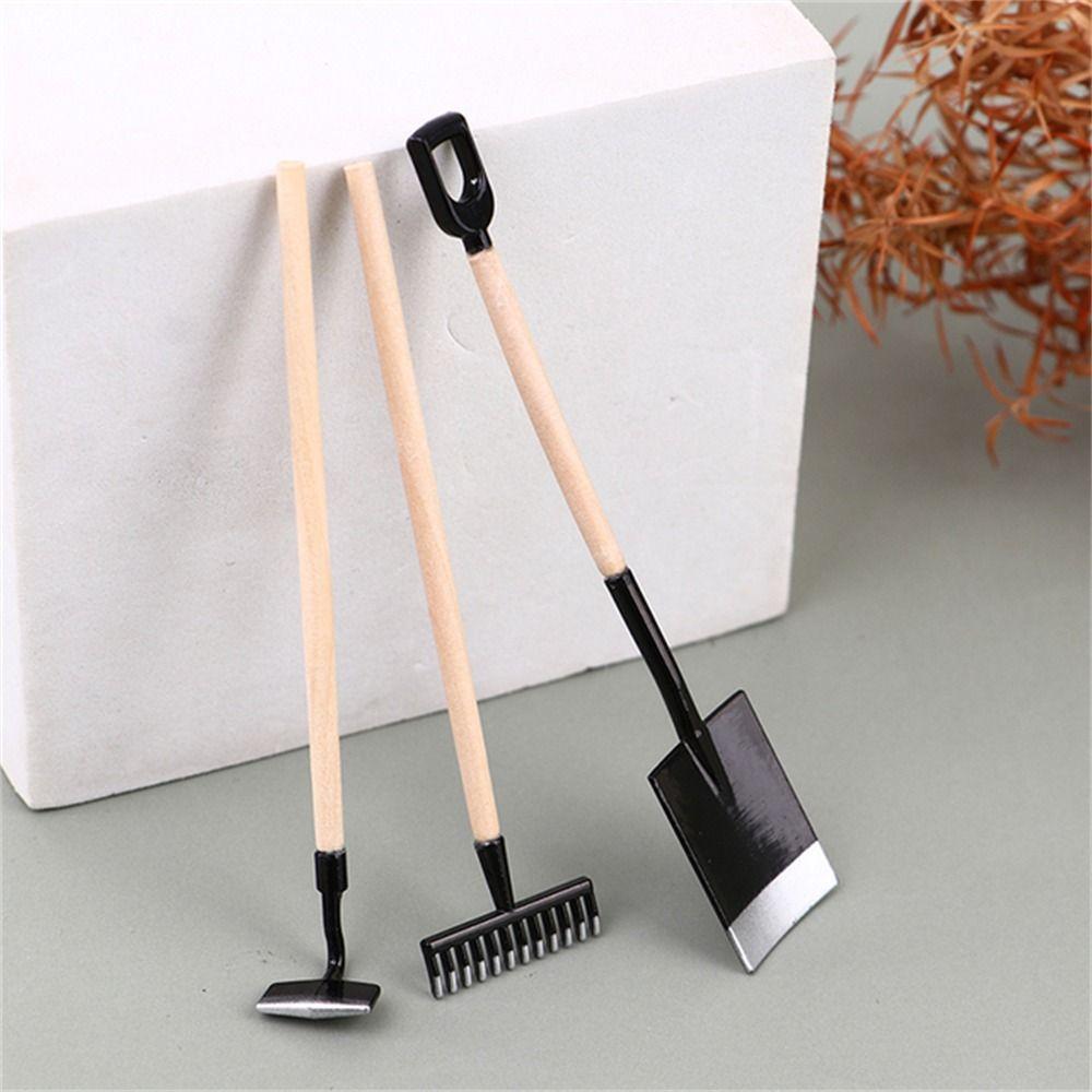 Play Farming Tools Dollhouse Miniature Shovel Hoe and Pitchfork Simulation Shovel Farming Tools