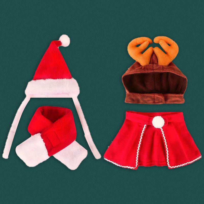 Рождественский комплект из накидки и шапки для питомца: Теплая праздничная одежда для кошек и маленьких собак