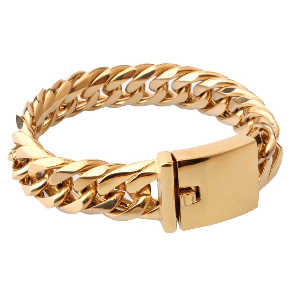Fate Love 22cm Men Bracelet Silver Color / Gold Color Stainless Steel Bracelet Bangle Male Hip Hop Party Rock Jewelry