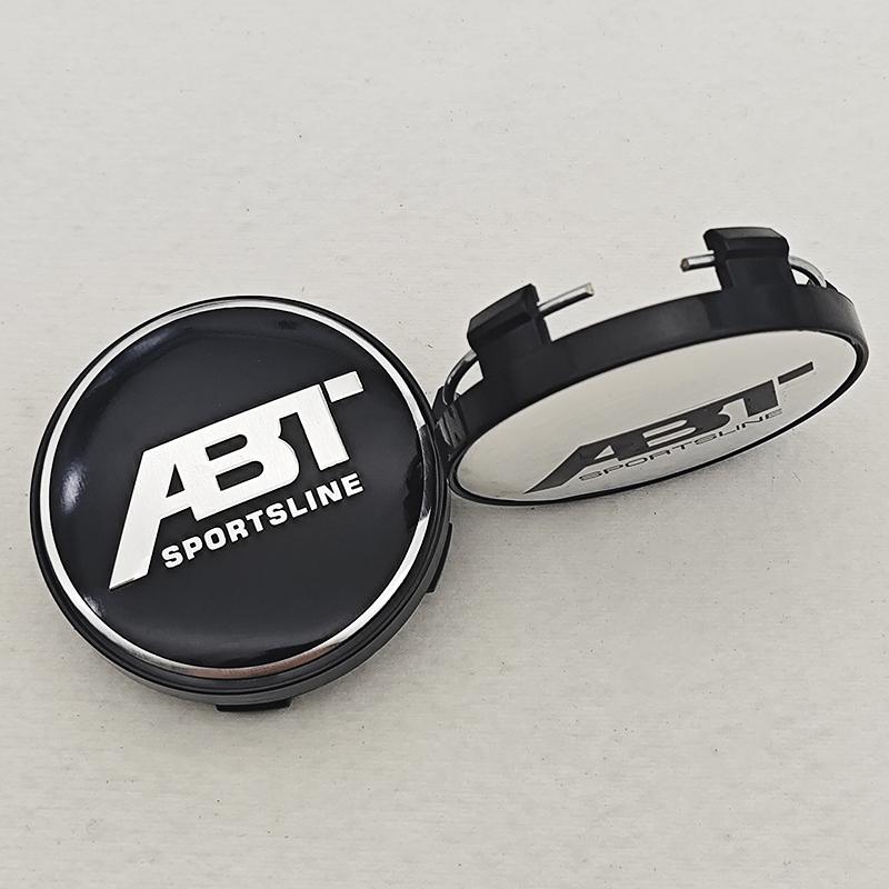 kqsdr10 4pcs/set 60mm ABT SPORTSLINE Logo Car Emblem Wheel Hub Center Cap Badge Covers With Black Base For Car Universal Accessories