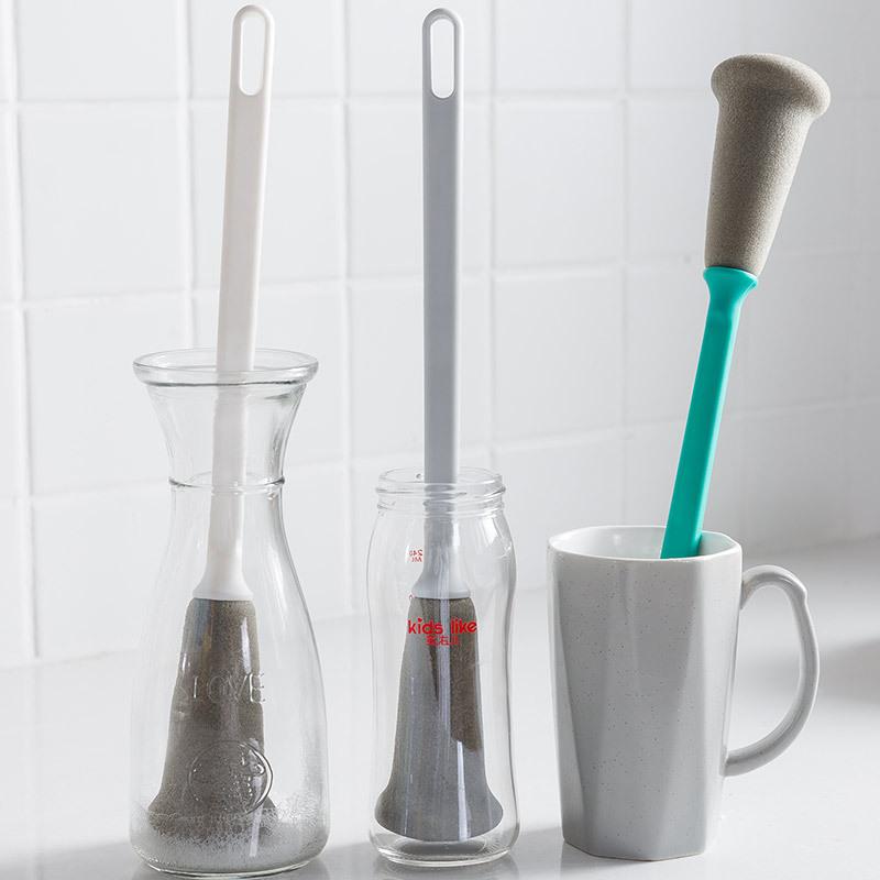 1/3pcs Nordic Long Handle Sponge Brush for Bottles & Cups - Ergonomic Durable Plastic Cleaning Brush with Soft Sponge Head
