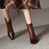 Мода 2025 Женские ботинки Ретро ботинки челси Женская обувь Зимняя мода Женские ботильоны Спилок Женский Квадратный каблук Кожа