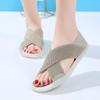 2025 Летние женские сандалии на плоской подошве с дышащей мягкой подошвой, повседневные, с перекрестными эластичными ажурными вставками, легкие и простые женские сандалии