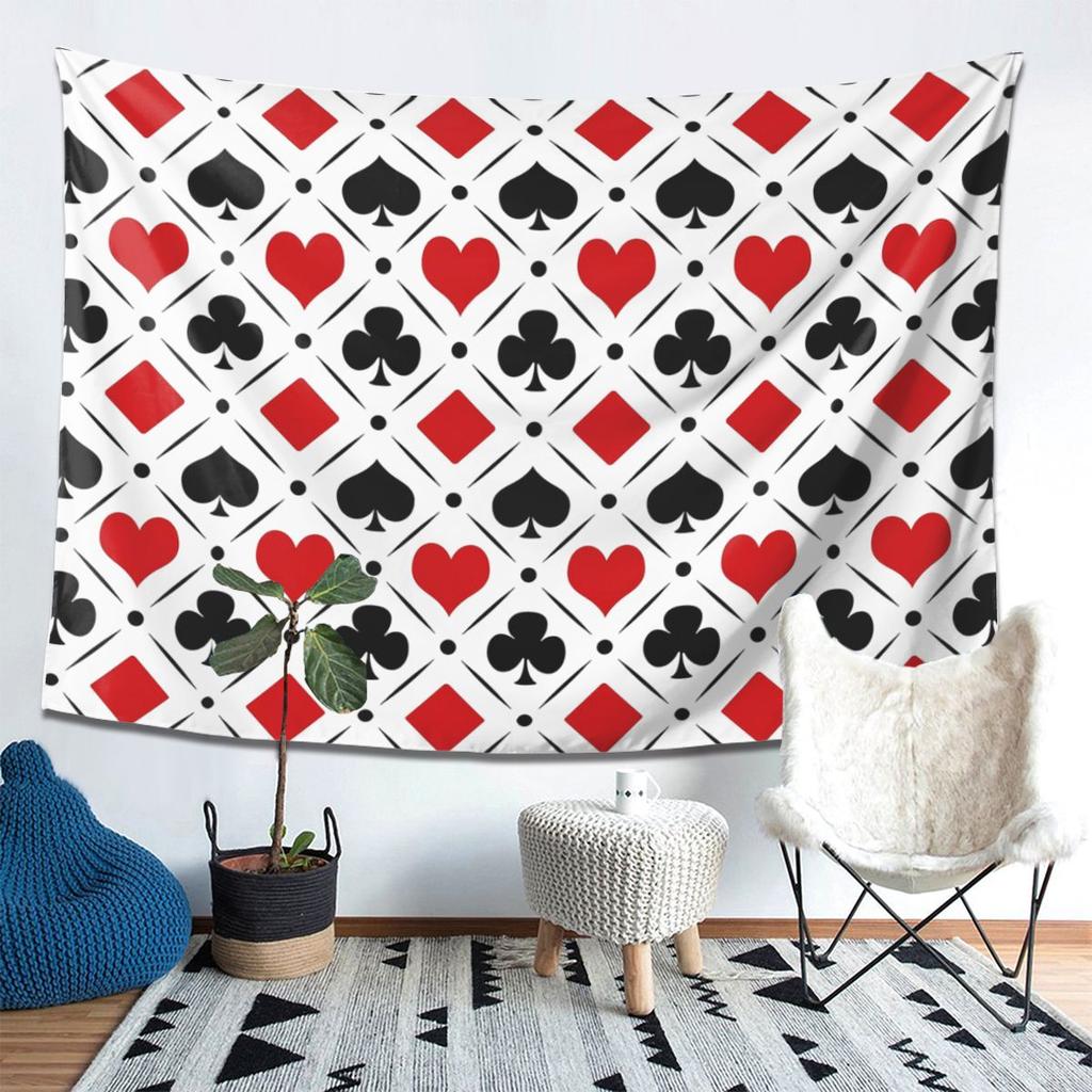 Playing Card Suits Symbols Poker Tapestry Wall Hanging Aesthetic Home Decoration Tapestries for Dorm Room