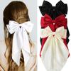 Hair Bows for Girls Ribbons Big Bow Girls Ribbon Hair Accessories for Kids Simple Solid Spring Clip Hair Pin