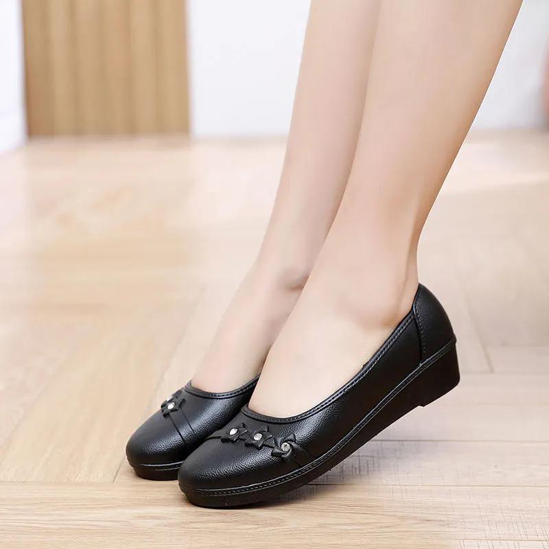 WTEMPO Женские однотонные повседневные туфли большого размера с вырезами из ПВХ, водонепроницаемые, нескользящие, мягкие, на толстом каблуке, рабочие туфли