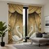 2 Pieces HD Digital Yellow Color Swan Love Curtains Home Decorating Style Decorating Living Room Bedroom Rodding Curtain Effect