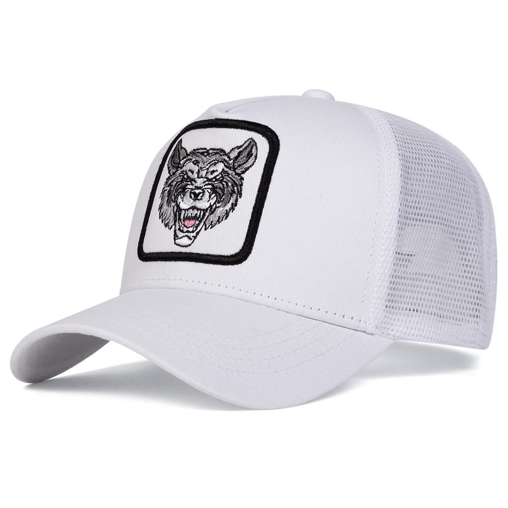 Spring and Summer Wolf Head Embroidery Breathable Hat Fashion Unisex Mesh Baseball Cap Sunscreen Hiking Hats Golf Caps