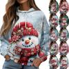 Women's Casual Christmas Print Long Sleeve Loose Drawstring Hooded Sweatshirt Top
