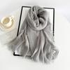 Cotton And Linen Scarf Women'S Yarn Scarf Solid Color Scarf Summer Sun Protection Breathable Shawl Retro Rough Edge Silk Scarf