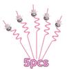 10/20pcs Reusable Disco Straws with Pink Cowboy Toppers Drinking Straw Set for Themed Events Anniversary Party Decor Supplies