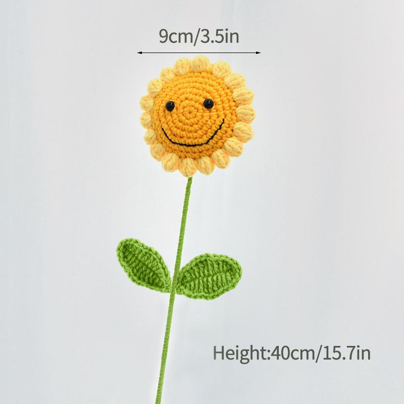 Hand-Knitted Sunflower Crochet Flowers Finished Crochet Flowers Bouquet Handmade SunFlower Bouquet Party Decor Festival Gift