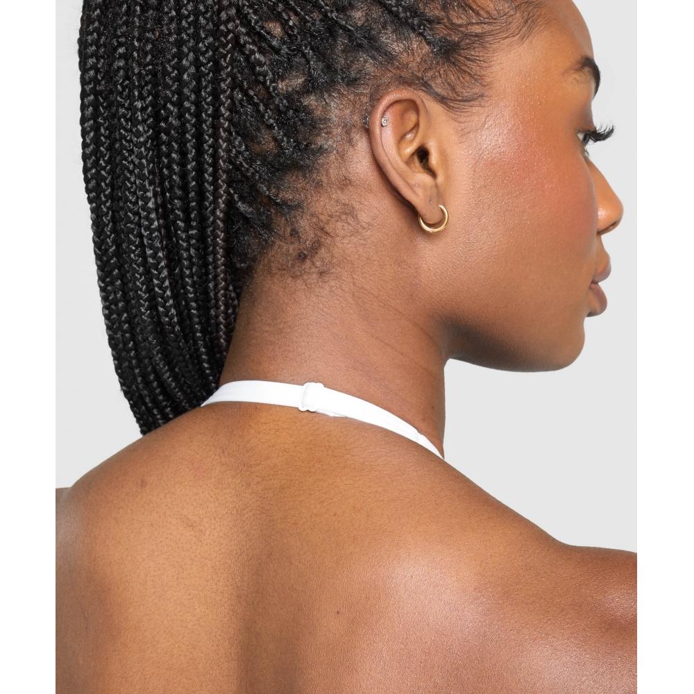 Gymshark Минимальный спортивный бюстгальтер с халтернеем, белый B3b4a Wb57