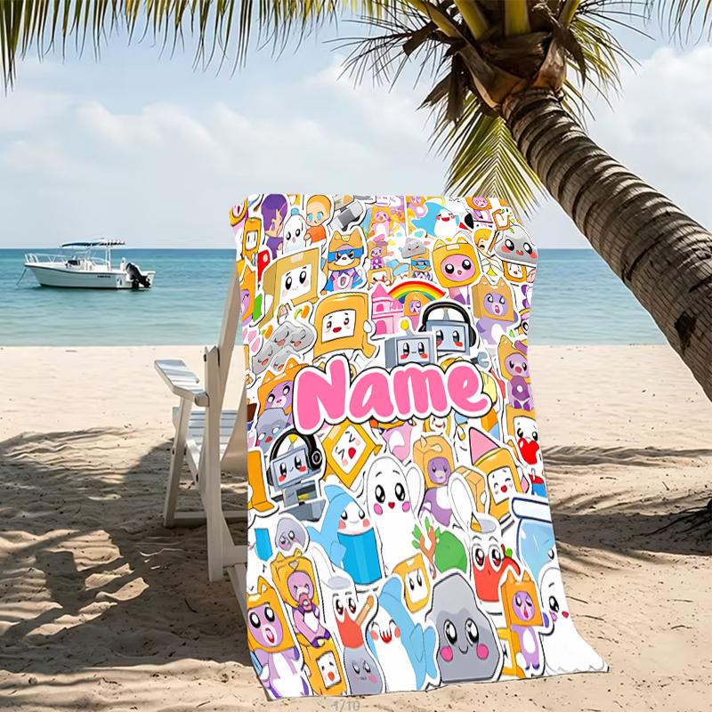 Customizable personalized beach towels LankyBox - Foxy themed designs.Suitable for the beach, yoga, sports;ideal as beach accessories