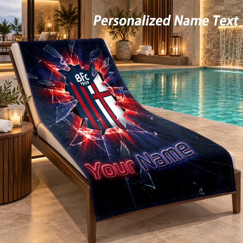 Custom Text Bologna FC Print Beach Towel Large Towel For Home Bathroom Beach