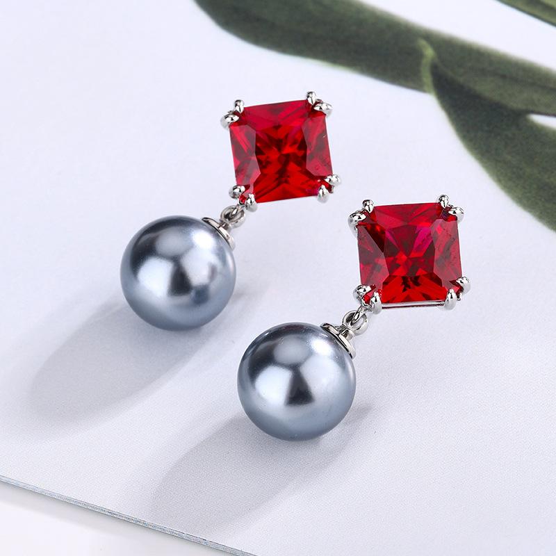Осенние и зимние новые ювелирные изделия серьги S925 серебряные игольчатые цветные жемчужные серьги ретро темперамент универсальные высококачественные женские модные