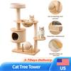 Multifunctional Cat Climbing Frame with Jumping Platform Integrated Cat Nest Scratching Post Breathable Pet House for Indoor Cat