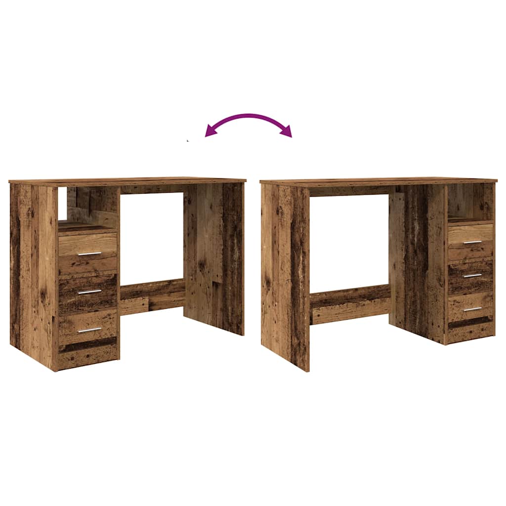 Vintage Wood Effect Desk 102 x 50 x 76 cm Engineered Wood