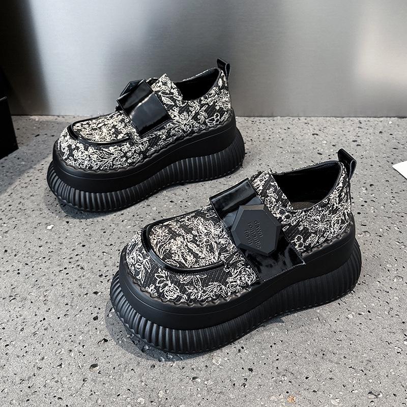 Туфли женские кожаные на платформе, весна 2025, новые, британский стиль, универсальные, с завышенной талией, туфли Мэри Джейн Лав