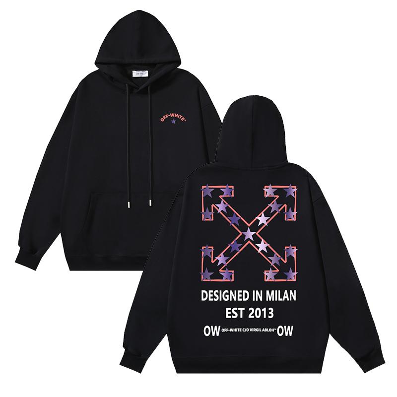 1230 Off-White 2025 Autumn/Winter New OW Star Letter Arrow Pattern Hoodie for Men and Women